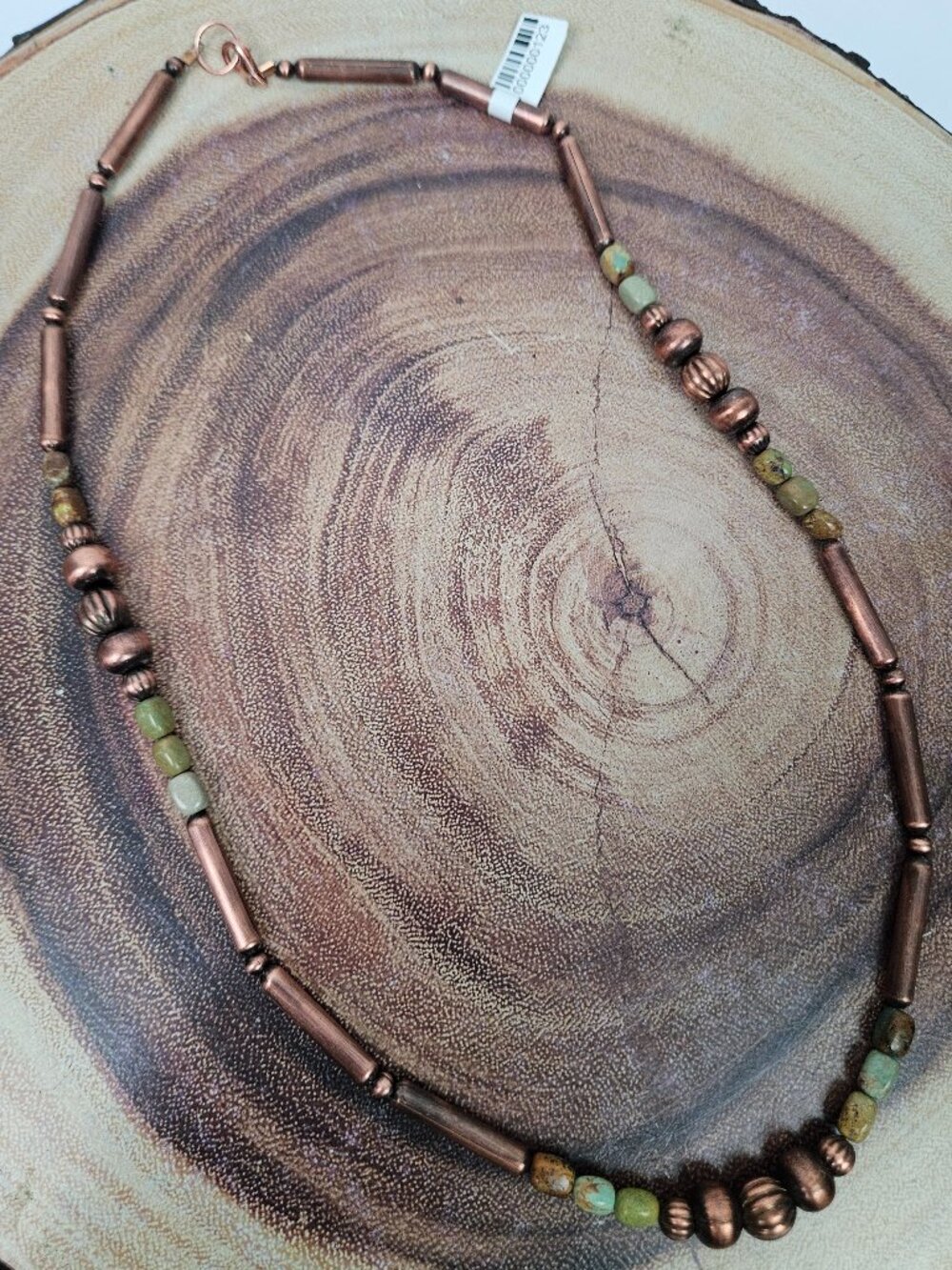 NWT 4mm-9mm Copper Tube Bead Desert Pearl Royston Turquoise 23" Necklace